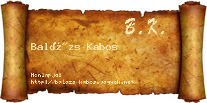 Balázs Kabos névjegykártya